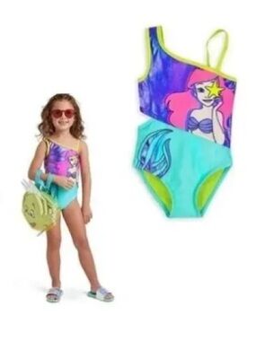 DISNEY Ariel Toddler Girls asymmetrical cut with a one-shoulder Swimsuit | 4T